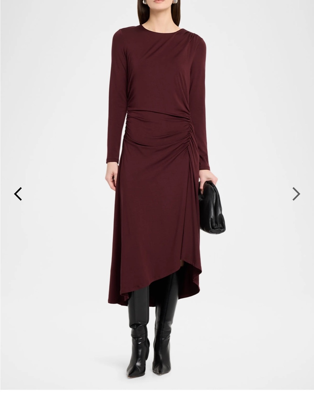 NWOT Veronica Beard RAISIN THEODORA LS RUCHED MIDI DRESS Size M
